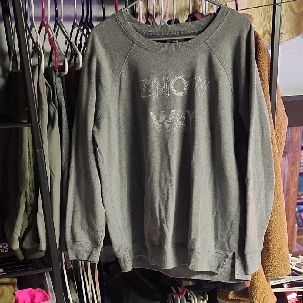 Maurices Gray Crewneck Sweater with Embroidery